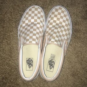 Nude checkered vans slip ons